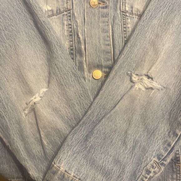 Distressed Women Of Faith Blue Jean Jacket Size Medium - Picture 5 of 6